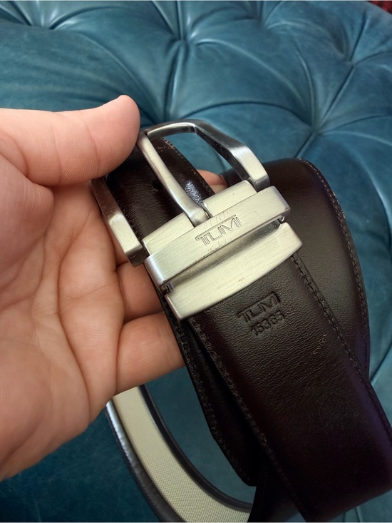 Tumi Other - Tumi Dark Brown Leather Belt with Brushed Silver Buckle-reversible. 43”